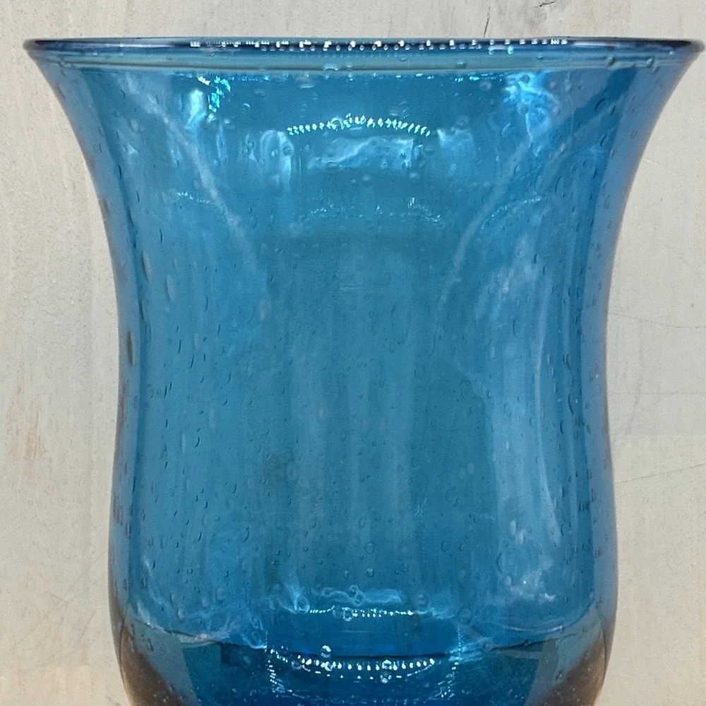 ZODAX Vase Aqua Bubble Art Glass Blue
